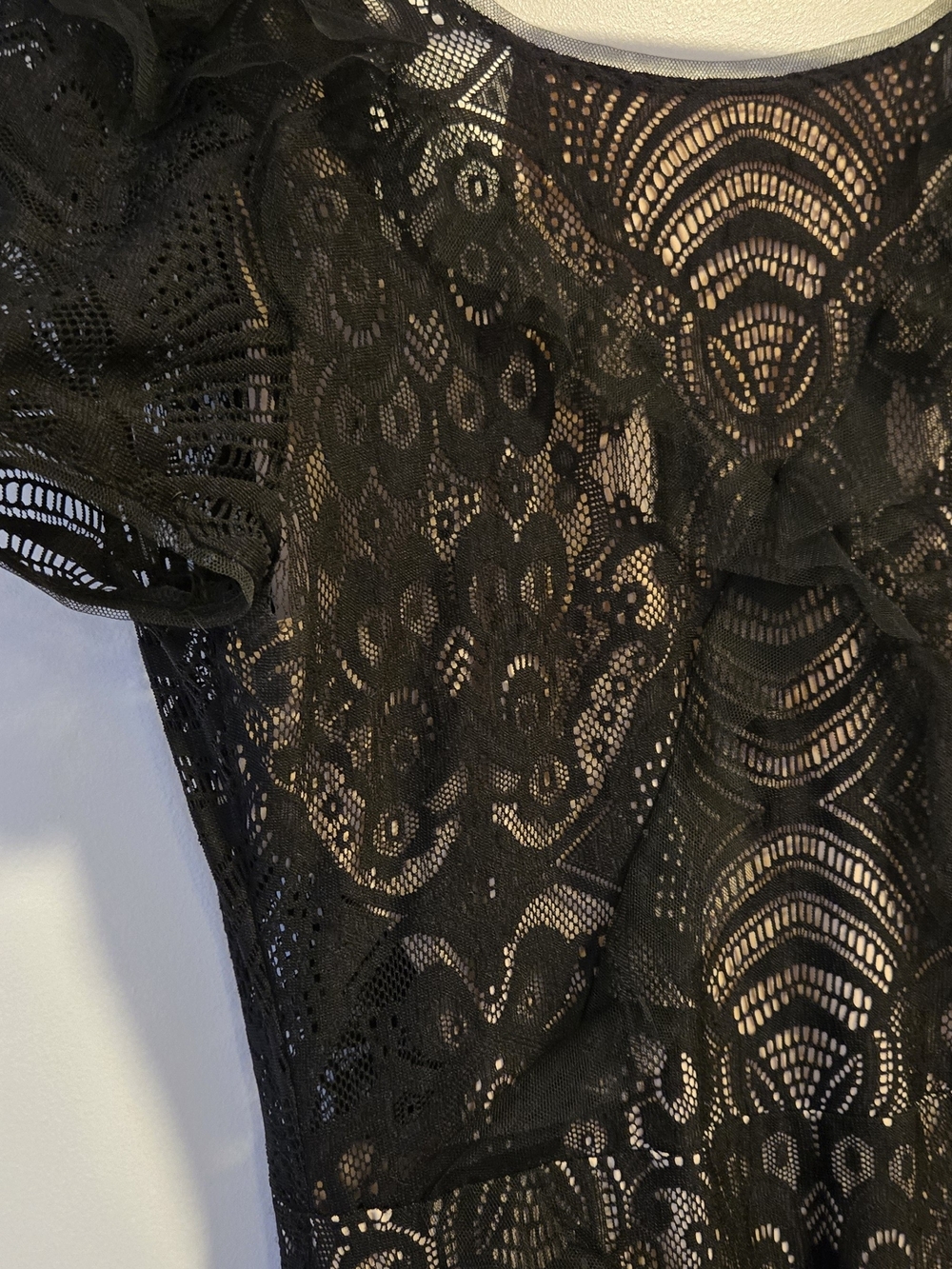 Black Lace Maxi Dress with Nude Lining BCBG small - Picture 3 of 7